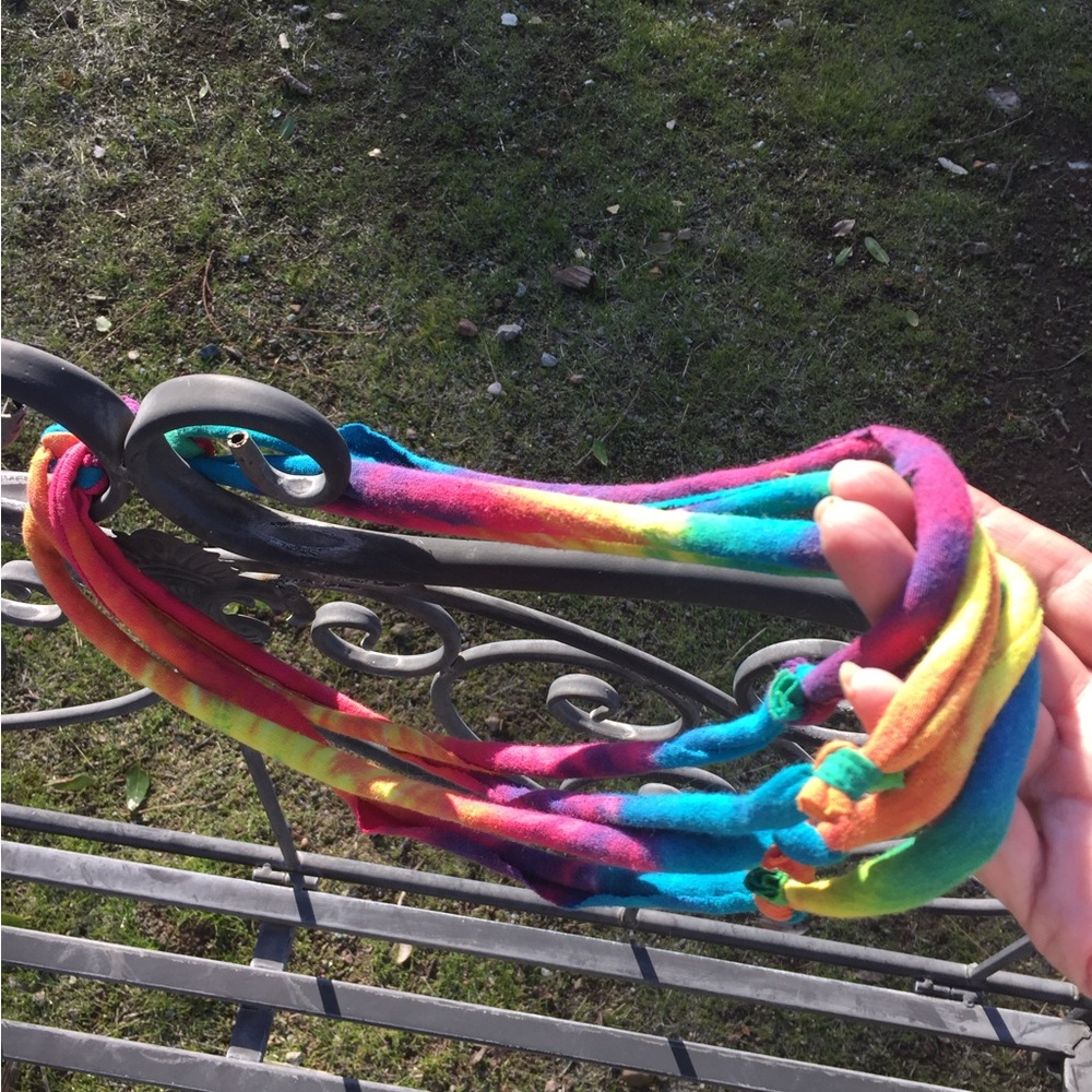 Rainbow not beaded necklace Tie dye T shirt fabric tubular necklace - Picture 4 of 5